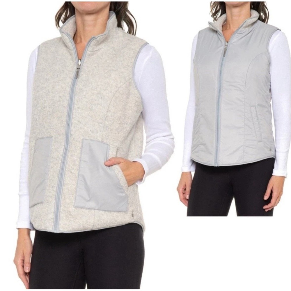 Smartwool Anchor Line Reversible Sherpa Vest Women Size XS Gray Full Zip Outdoor